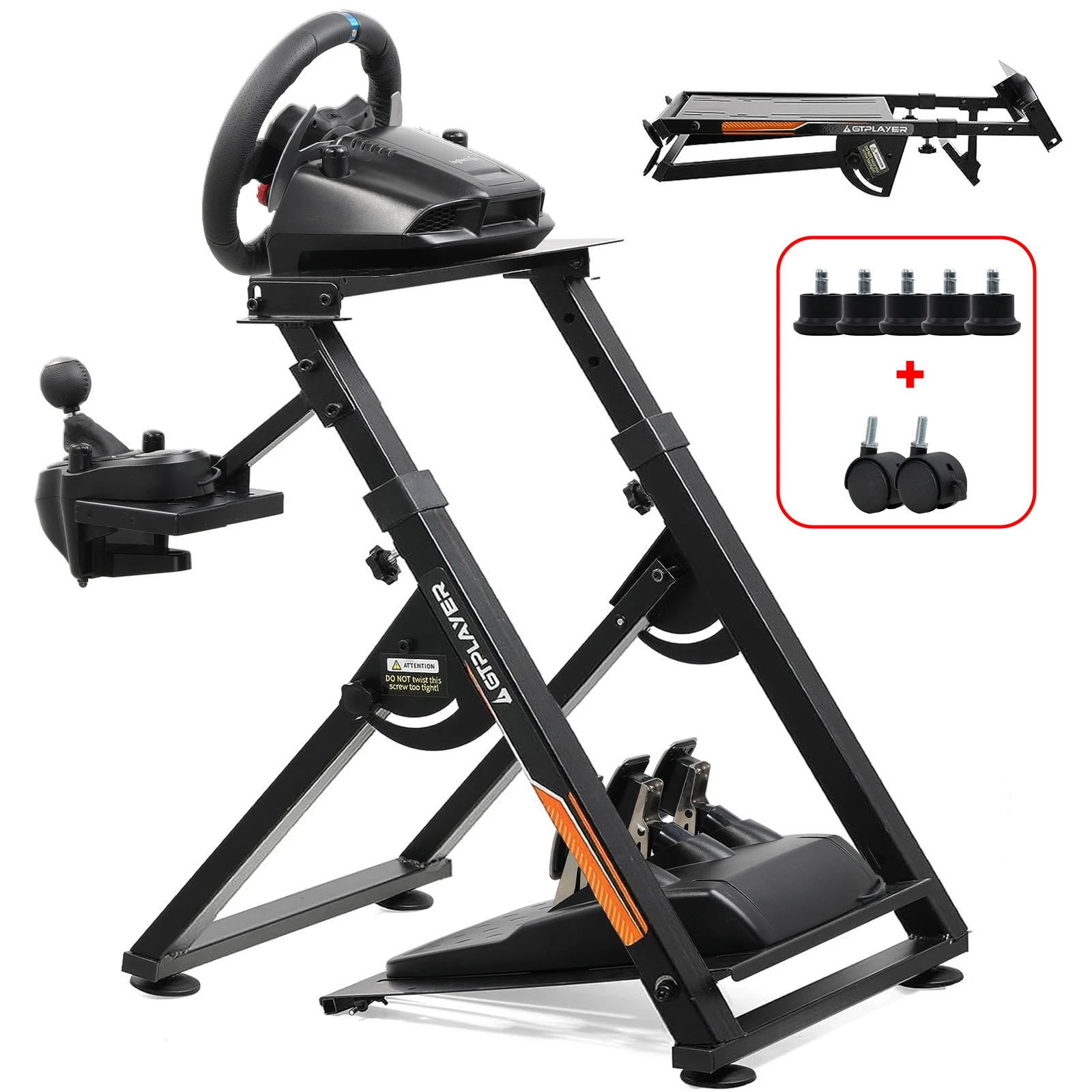 GTPLAYER Lenkradständer für Lenkrad Gaming Wheel Stand mit V1 V2 Schalthebelhalterung Neigungsverstellbares Gestell PS4 Xbox PC