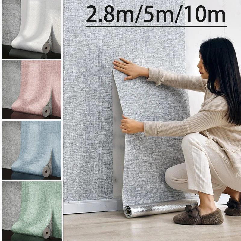 50cm Linen Waterproof Wall Sticker Self-Adhesive Sheet DIY Wallpaper Roll Suitable for Kitchen Bedroom Living Room Bathroom