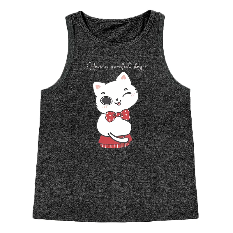 Peace Cute Animal Cat Fashion Women's Safety Tank Top Loose O Neck Sleeveless Casual Women's Tank Top