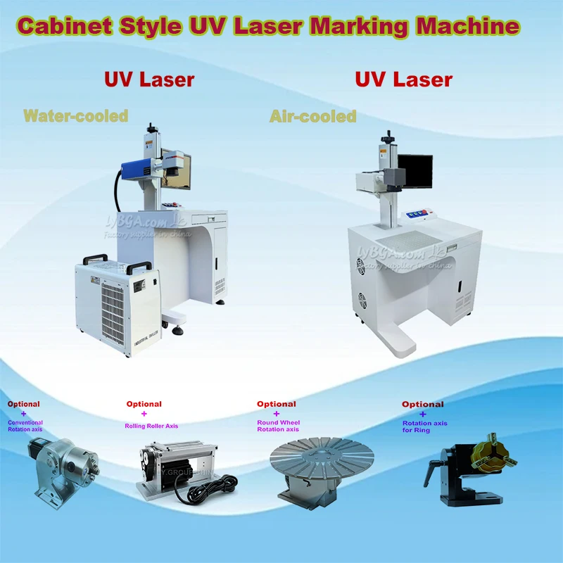 LYBGACNC UV Laser Marking Machine 3W 5W 10W with Computer Cabinet Style for Crystal Glass Metal Wood Acrylic Leather Paper
