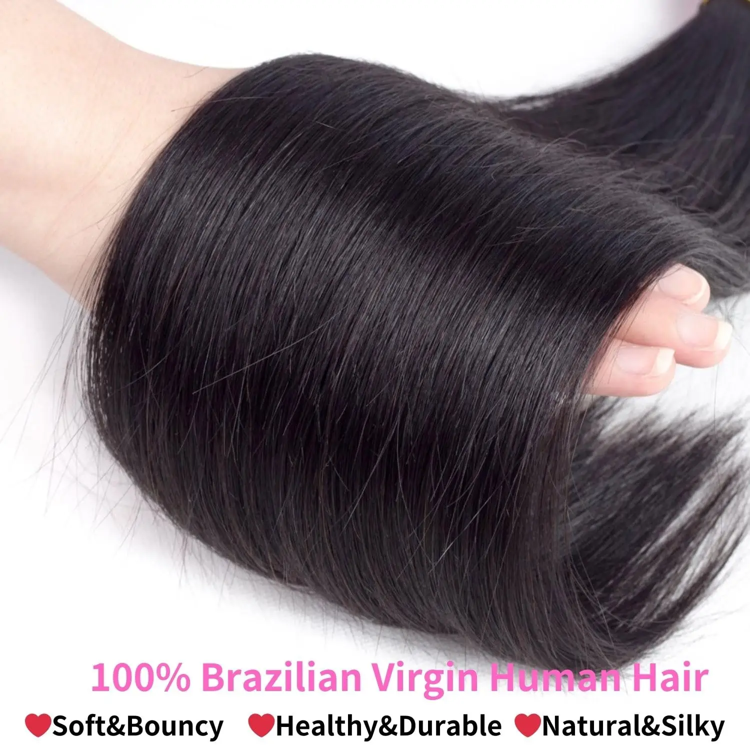 Human Hair Bundles Straight Bundles Human Hair 3 Bundles 20 22 24 Inch 100% Unprocessed Brazilia Virgin Straight Hair Bundle #1B