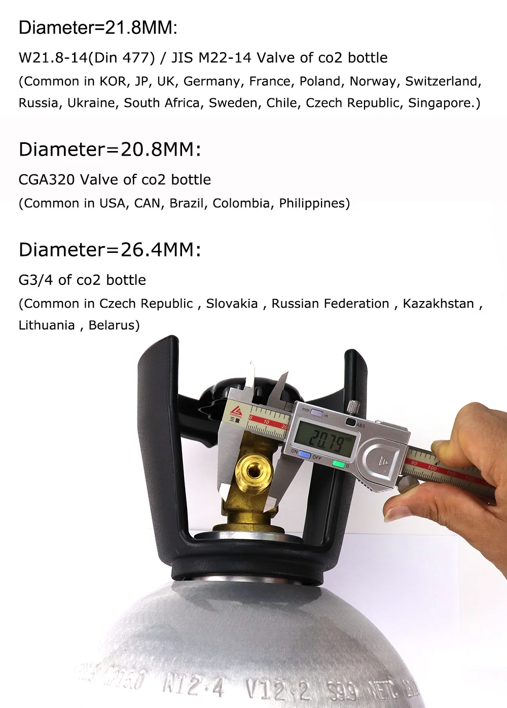 Adaptador de carga de estación de recarga de CO2 con manguera de 50 pulgadas (125CM), conector W21.8(DIN477) G3/4 CGA320, nuevo