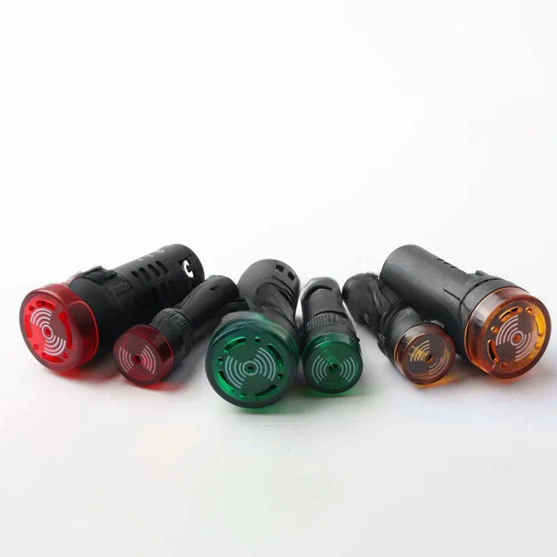 Buzzer alarme lumière rouge son Buzzer 22mm Signal lampe feux d'avertissement bip LED indicateur de Signal d'accident AD16-22SM 12V 24V 220V