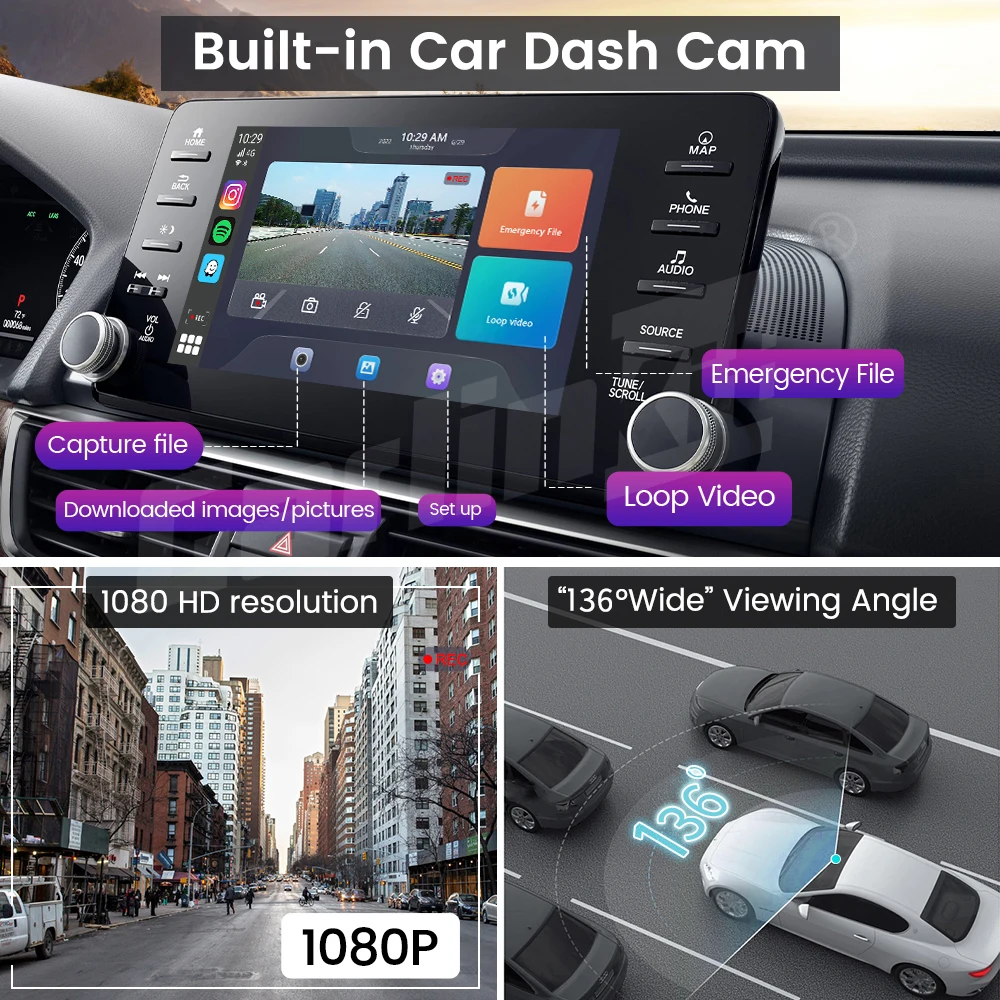 CarlinKit 무선 CarPlay Ai Box 안드로이드 13 QCM6125 8 코어 안드로이드 TV 박스 4G LTE 비디오 앱 설치 내장 1080P Dashcam GPS