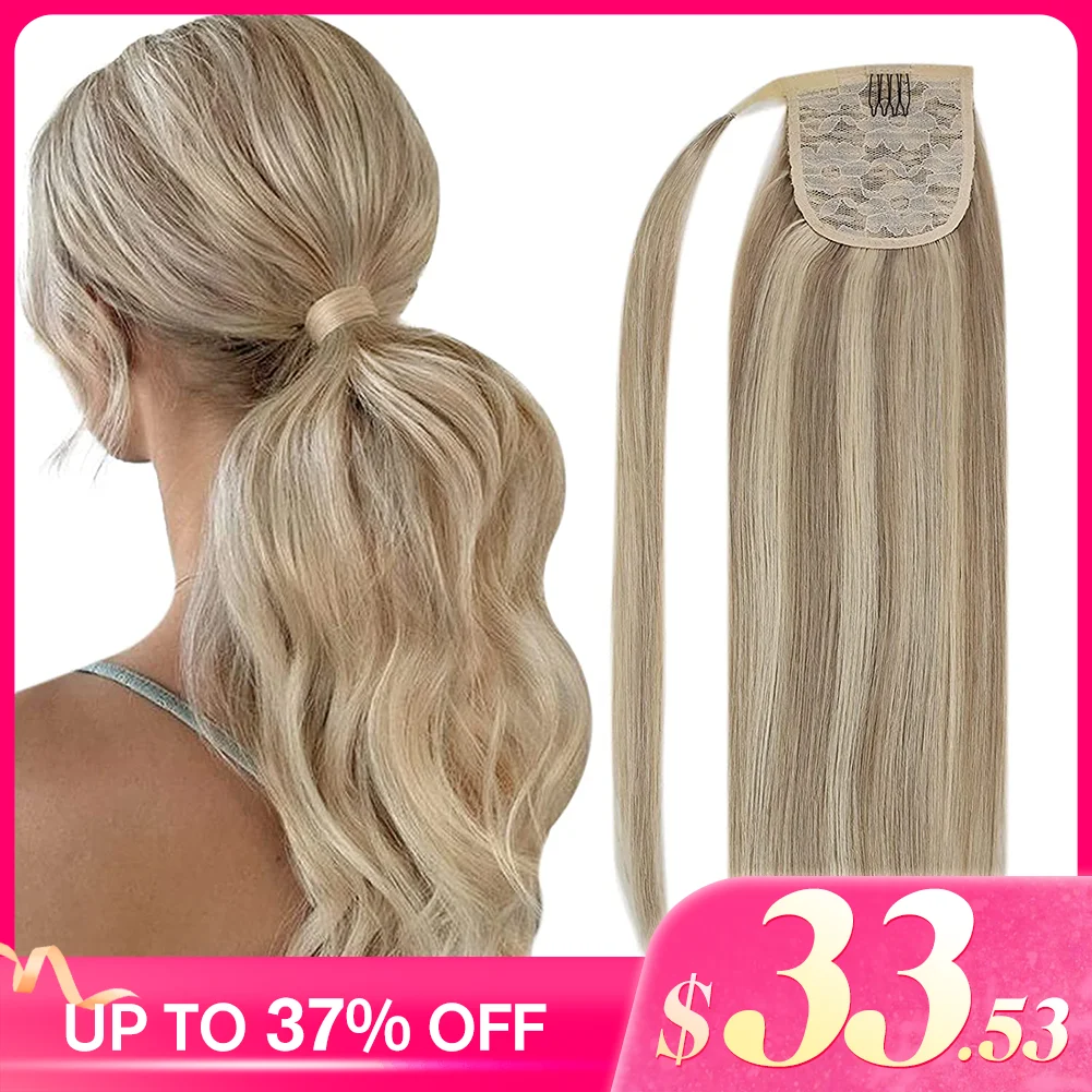 VeSunny queue de cheval cheveux humains 14-22 "mise en évidence Extensions de queue de cheval 100% Extensions de cheveux de queue de cheval humaine réelle 80 g/ensemble pour les femmes