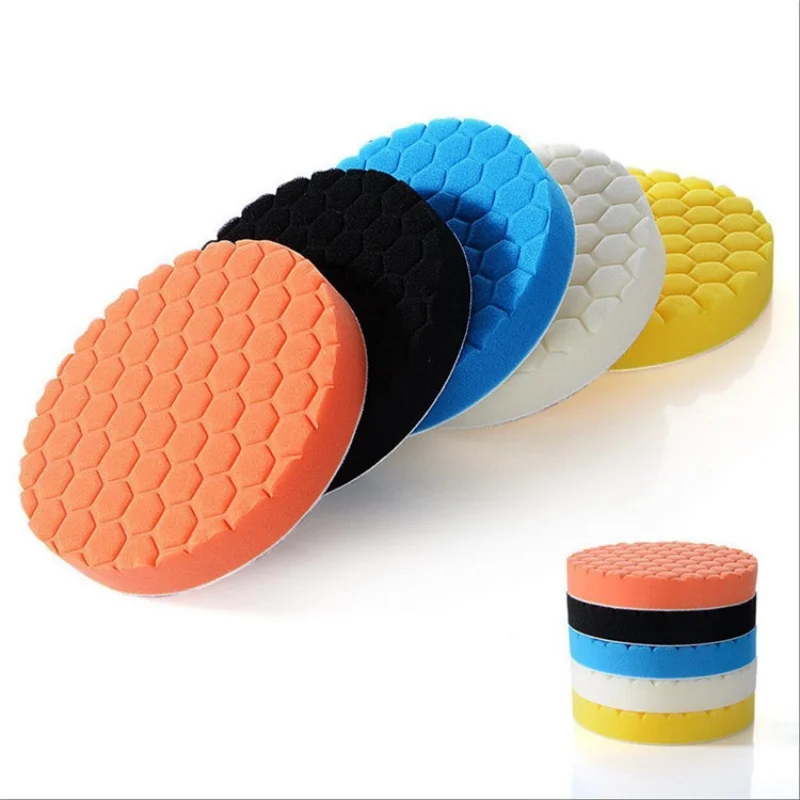 5 Pack 3/4/5/6/7 Inch Compound Buffing Polishing Pads Cutting Sponge Pads Kit for Car Polisher Self-Adhesive Sponge Waxing