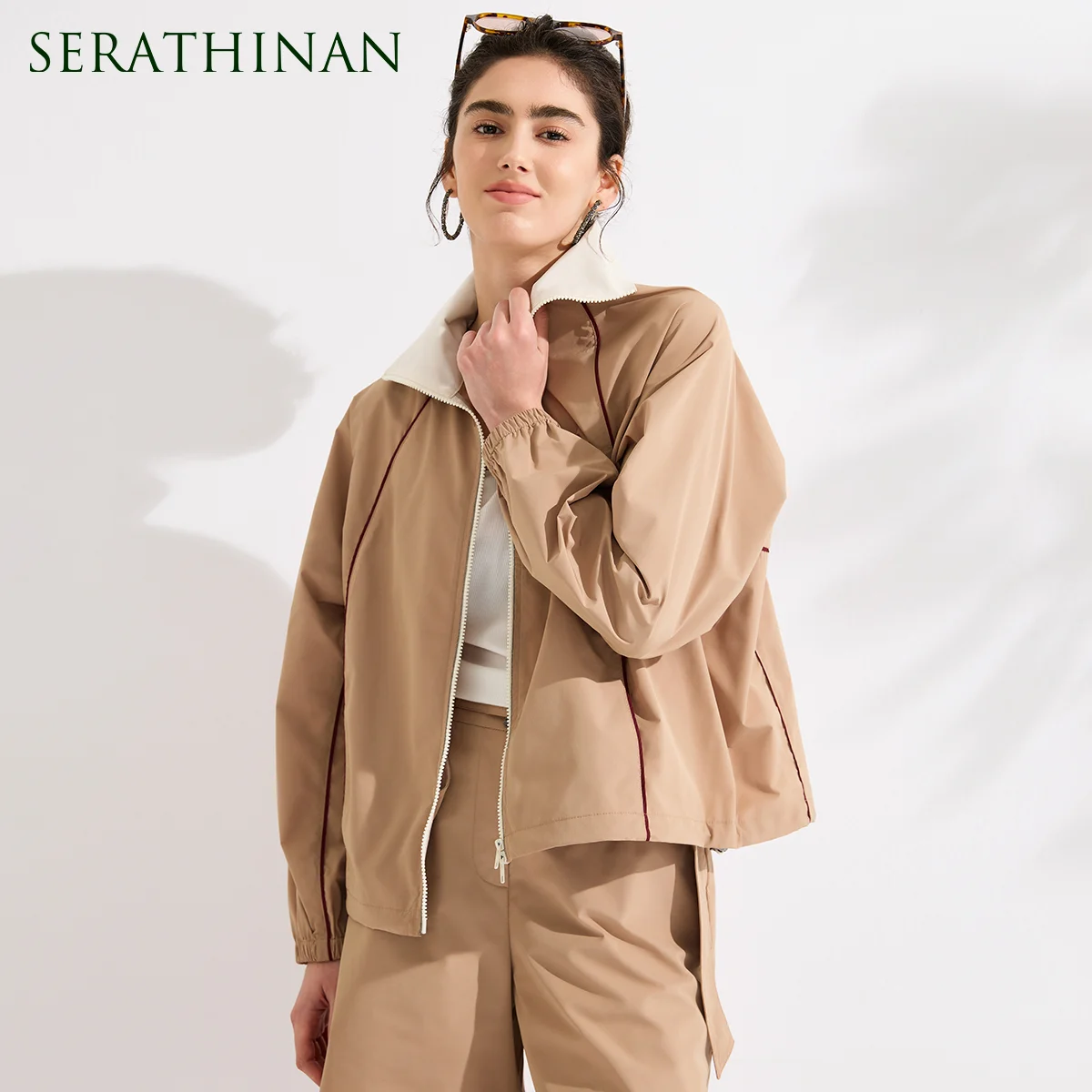 

KX7613632 Luxury Memory Fiber Jacket Women Acetate Blend Coat Designer Zipper Sporty Style High End Outwear