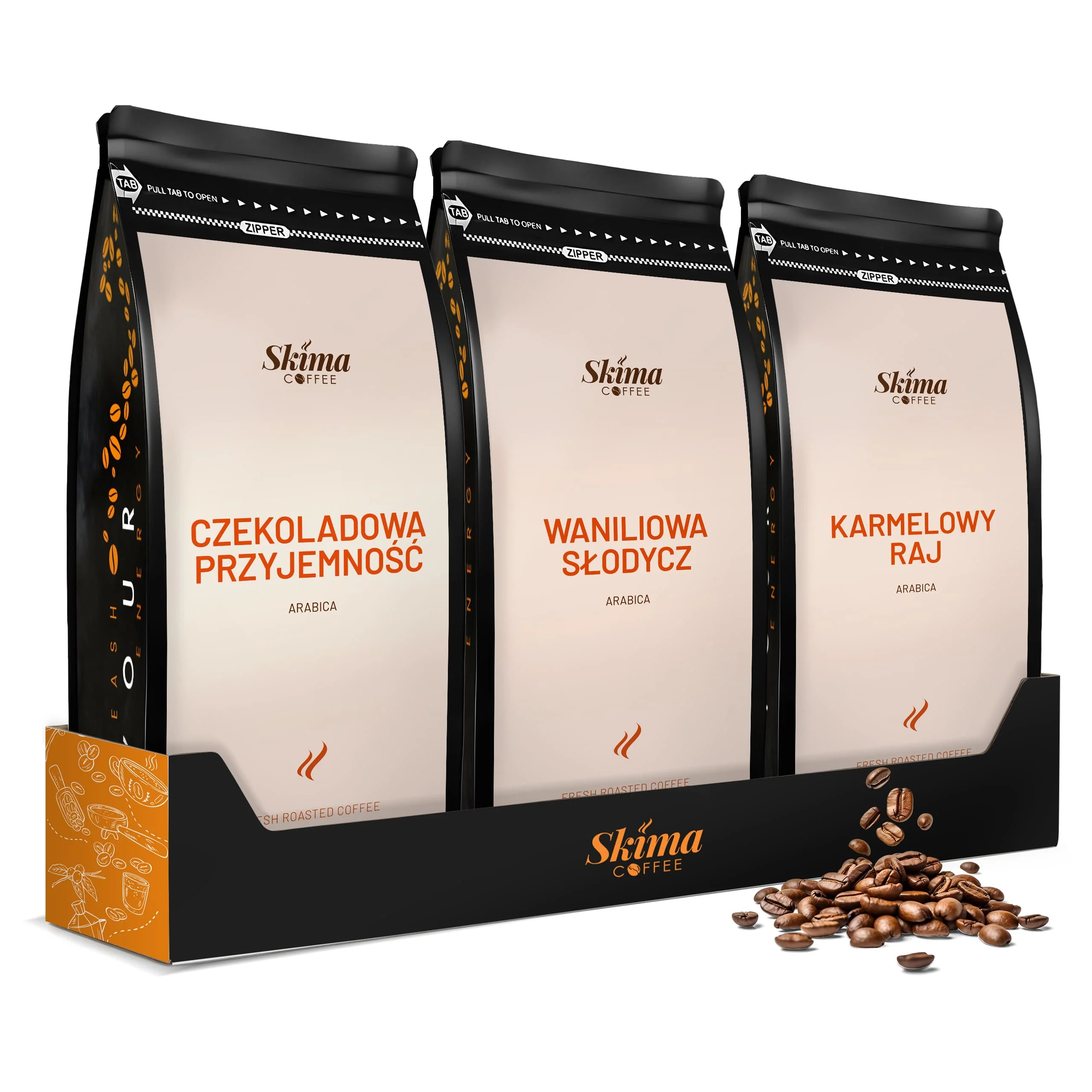 3x1kg Kaffeebohnen VANILLE/SCHOKOLADE/KARAMELL ARABICA Frisch + KOSTENLOSES GESCHENK