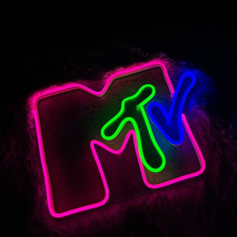 MTV Music Acrylic Neon Signs MTV LED Neon Light Wall Decoration Music Neon Sign Gaming Room