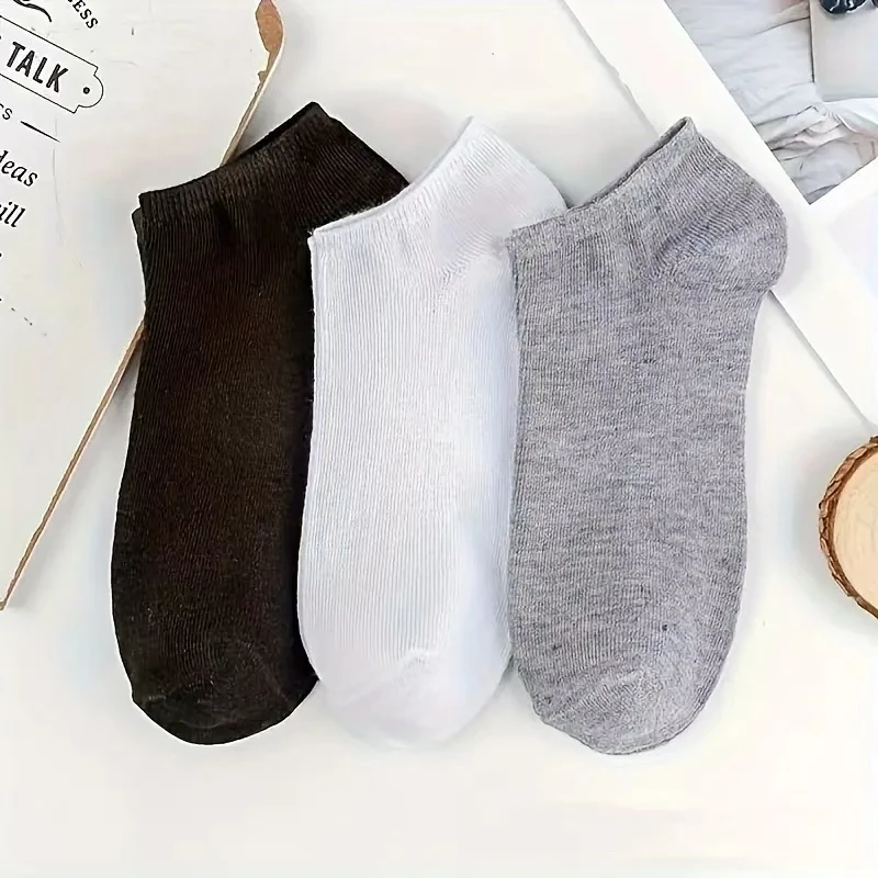

30 Pairs of Unisex Solid Color Socks, Sweat Absorbing, Non Slip, Breathable, Suitable for Commuting, Gym Wear