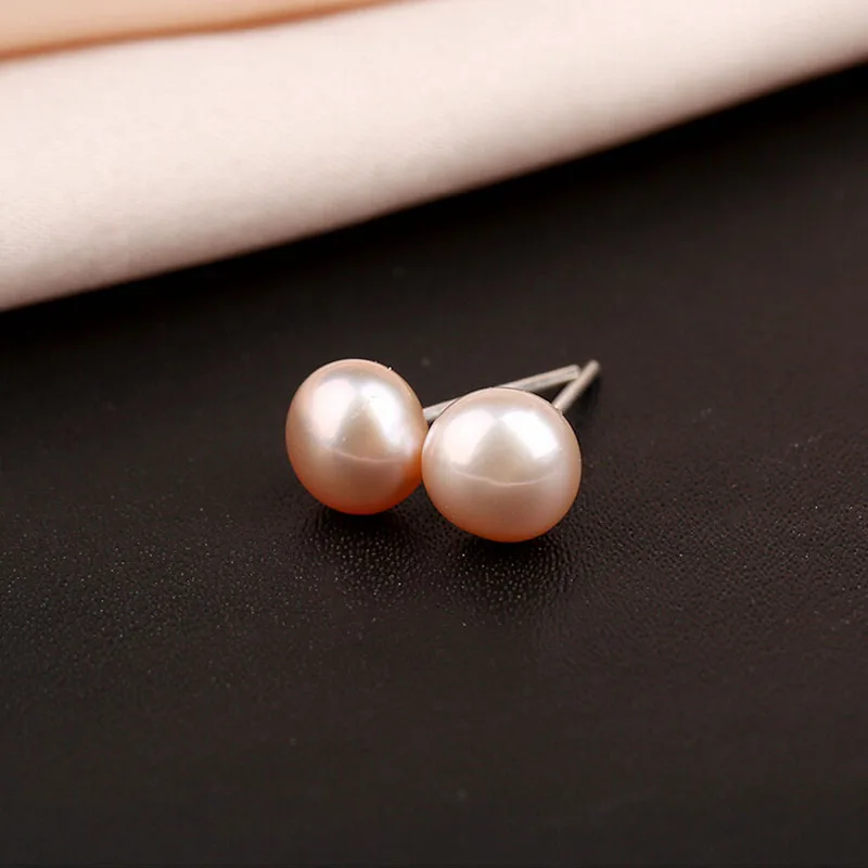 Wholesale 100 Pairs of 5-6mm Natural Fresh Water Button Pearl Stud Earring