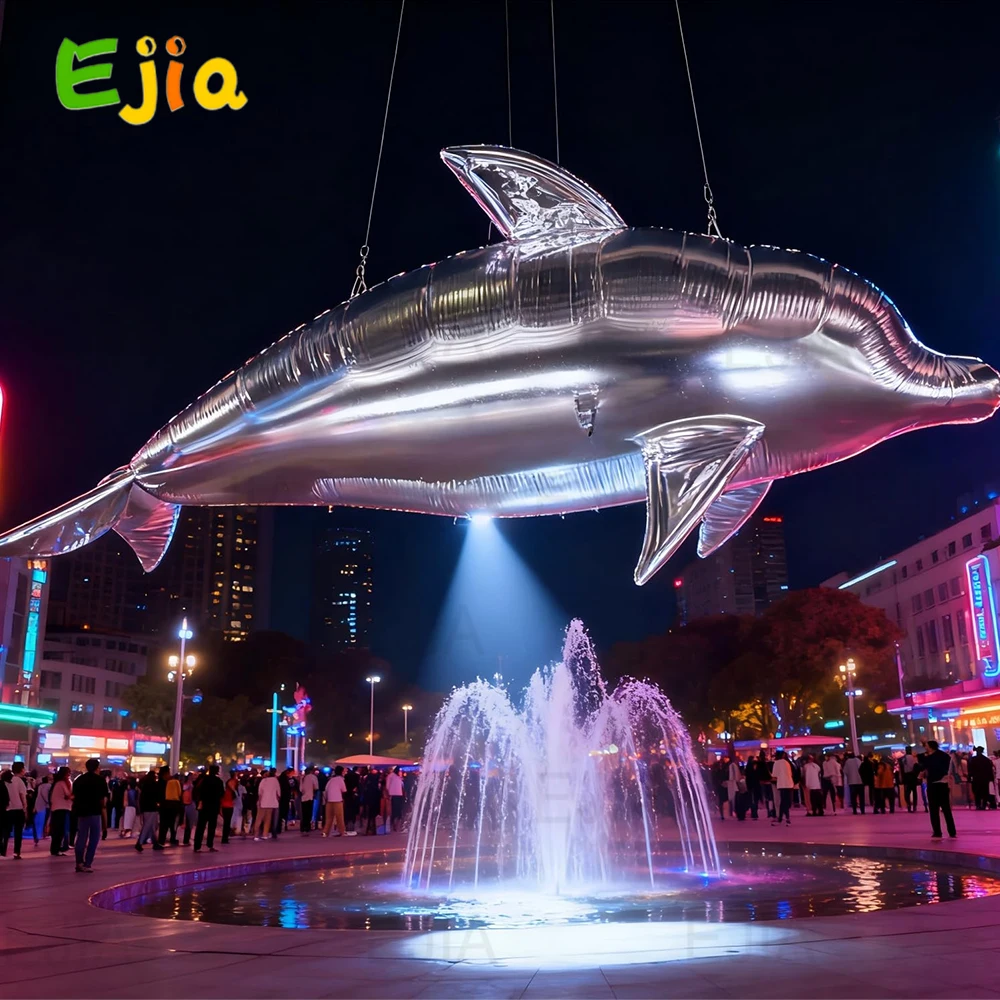 بالون دولفين كبير قابل للنفخ بطول 2.2 متر/7.2 قدم، ديكور معلق للحيوانات قابل للنفخ لمركز Adver، والحفلات، والمنزل والمناسبات