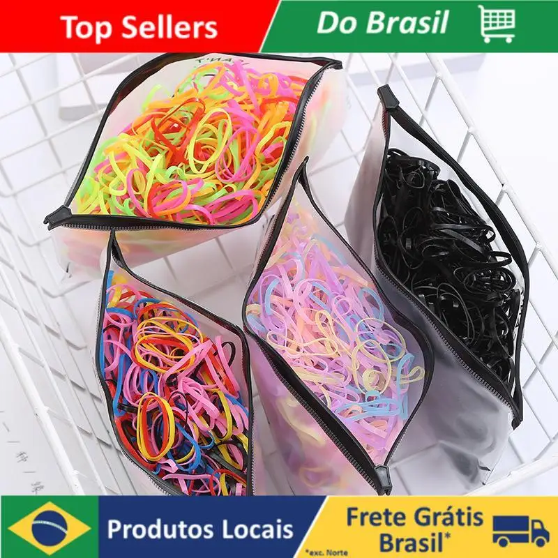 500 Peças Bolsa Elástico De Cabelo Feminino Descartável Multicolorido