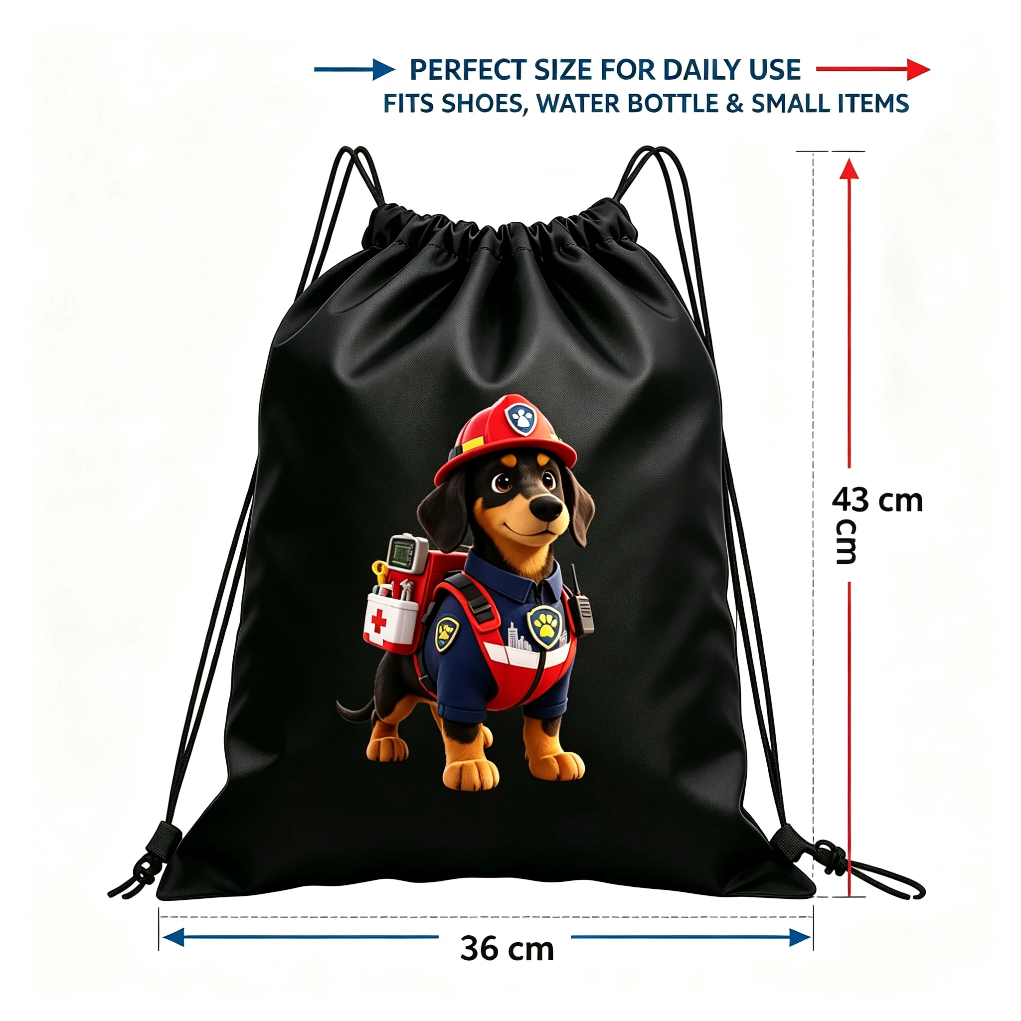Paw Patrol Rescue Dog Themed Drawstring Backpack 36×43cm Polyester Kids Gym Sack Lightweight Portable Storage Bag Perfect Gift For Young Paw Patrol Fans