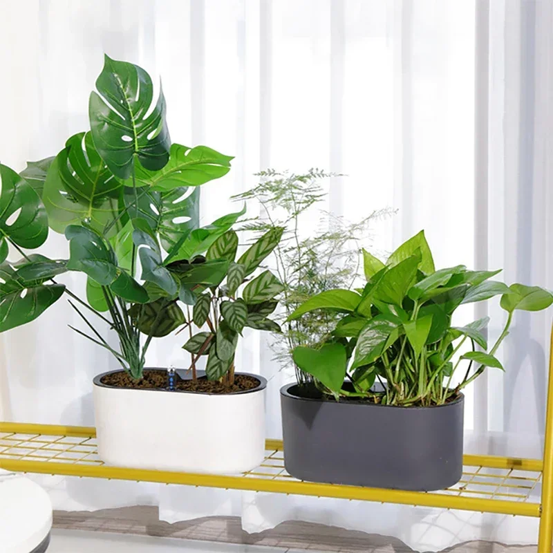 Pot de fleurs à arrosage automatique pour plantes vertes, pépinière carrée, récipient de plantation de jardin avec indicateur de niveau d'eau, E27