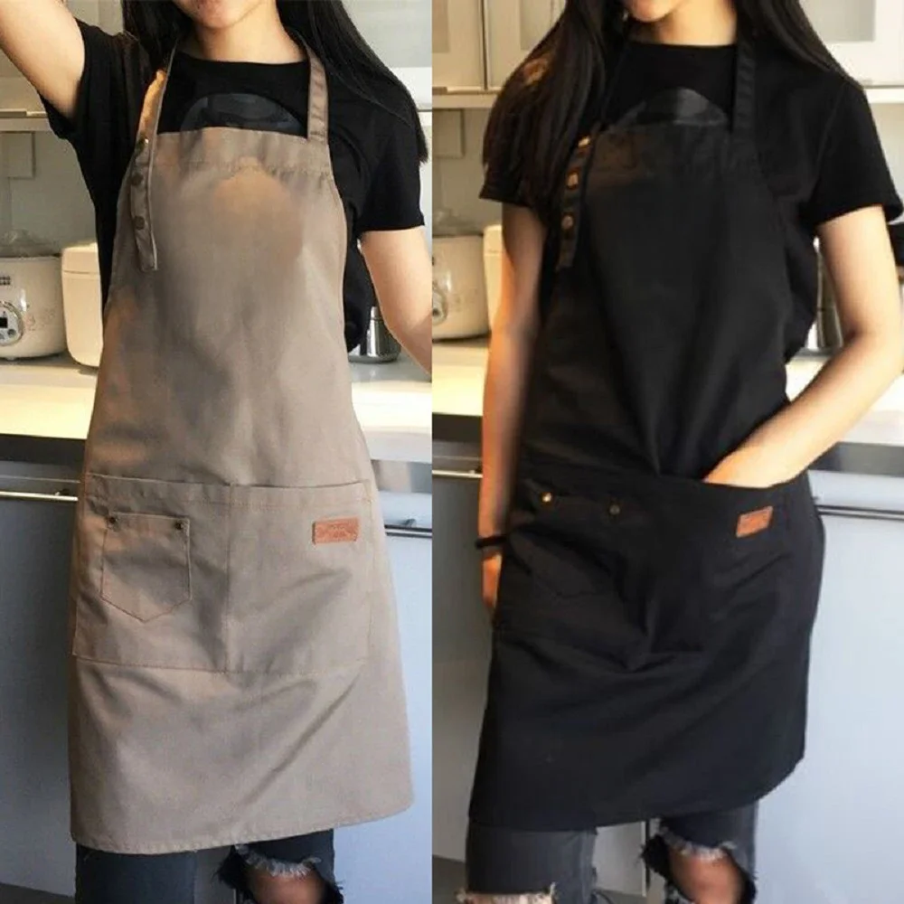 Tabliers de cuisine avec LOGO personnalisé pour boutique d'entreprise, pour femmes et hommes, Chef de travail, gril, Restaurant, Bar, boutique, cafés, uniforme de Studios d'ongles de beauté