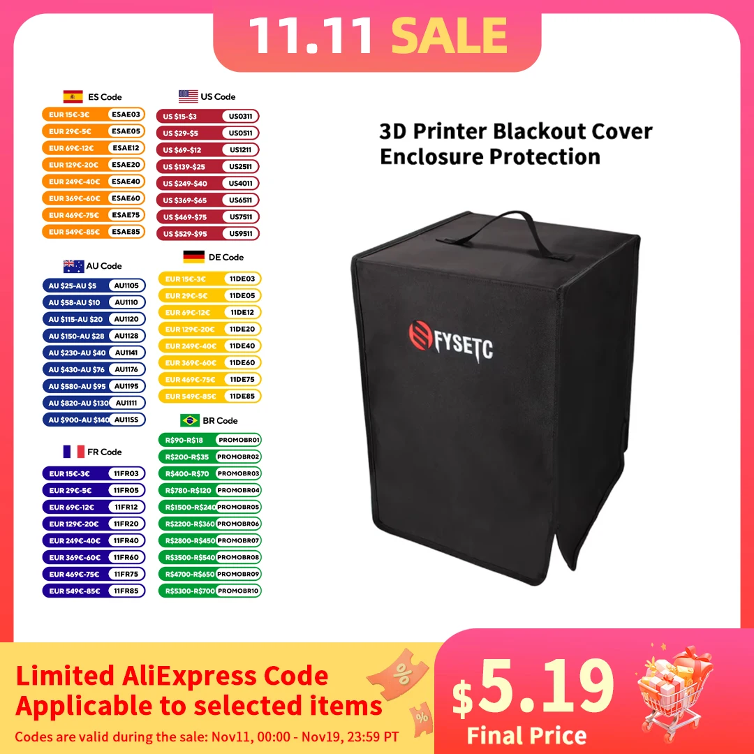 

FYSETC 34x34x53 см нейлоновый пылезащитный чехол для принтера, водонепроницаемая скатерть для стула для 3D-принтера, затемняющий чехол, корпус