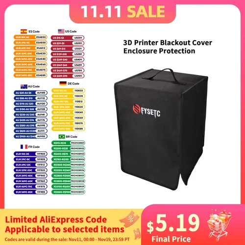 Imagen 1 del producto FYSETC-cubierta protectora antipolvo para impresora de nailon, 34x34x53cm, impermeable, mantel para silla, cubierta opaca para impresora 3D