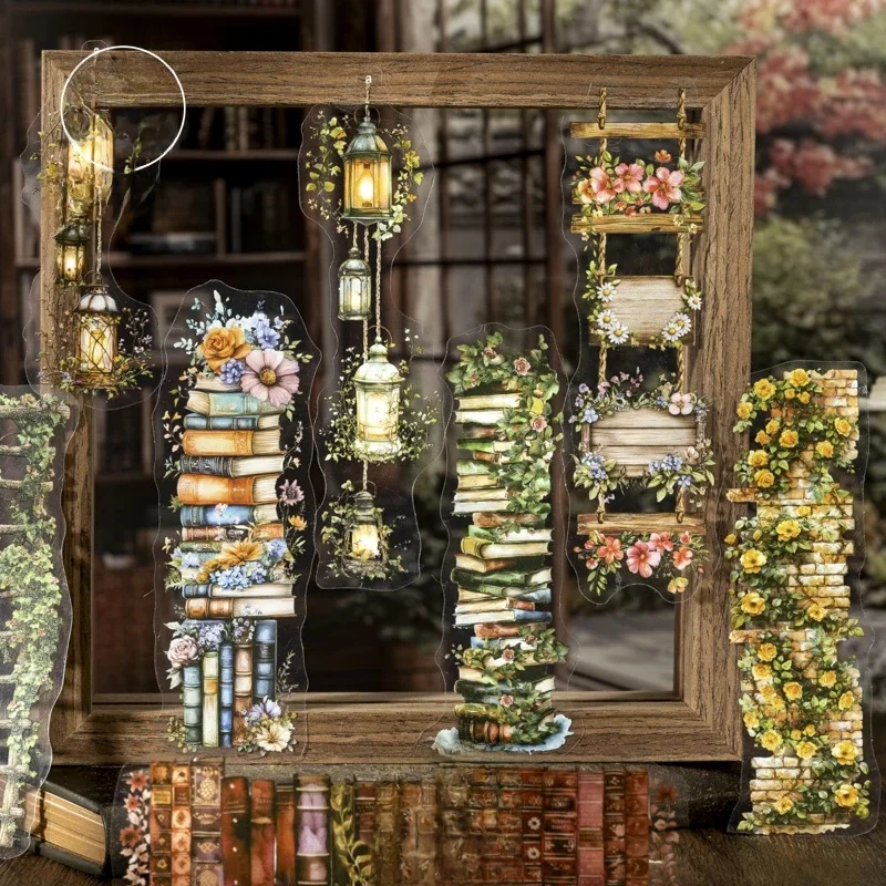JIANWU – autocollant de remplissage de parfum de livre, série de jardin, Vintage, fleur, paysage, Collage, PET, papeterie créative pour Journal