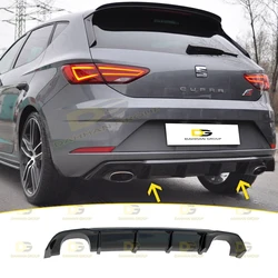 Seat Leon MK3.5 Facelift 2017 - 2020 Max Design Rear Diffuser Left and Right Single Output Piano Gloss Black Surface Plastic