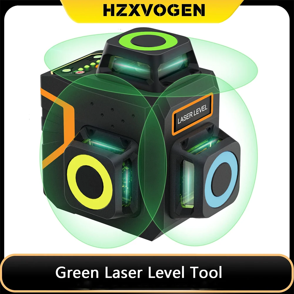 

New 3D Laser Level Cross Line 360° Self-Leveling Horizontal Vertical 100ft 4000mAh Super Powerful Green Beam Laser Levels Tester