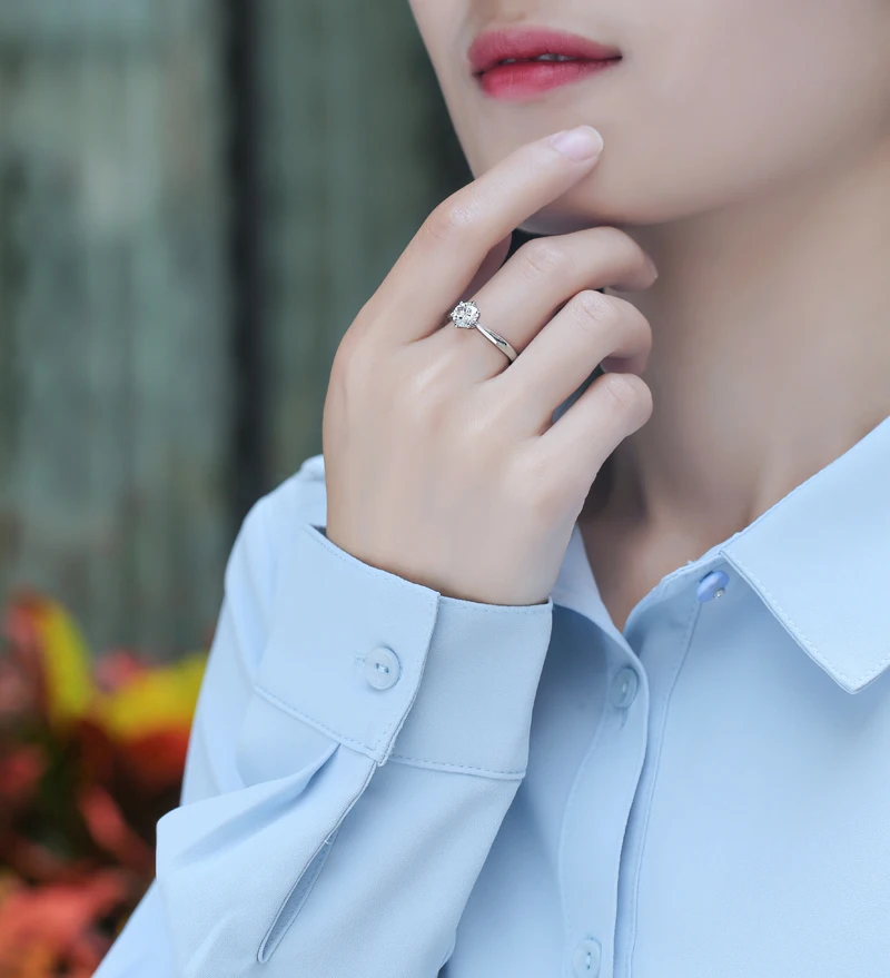 (GRACertification)Moissanite Women's Ring Simple Style 6-claw Shape Silver Bracket Open Design Suitable for Love Model R9094-801