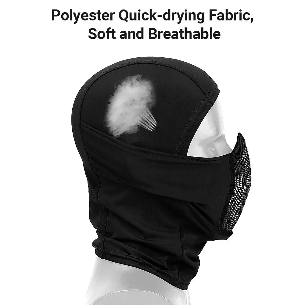 Nova atualização tático máscara facial completa balaclava boné motocicleta exército airsoft paintball chapelaria malha de metal caça máscara protetora