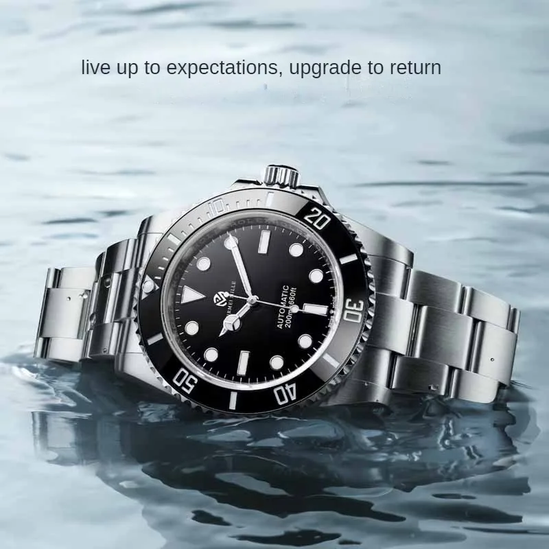 高級メンズ自動機械式時計ステンレススチールブレスレットシルバーゴールドブラックブルーセラミック防水 40 ミリメートルサファイアガラス