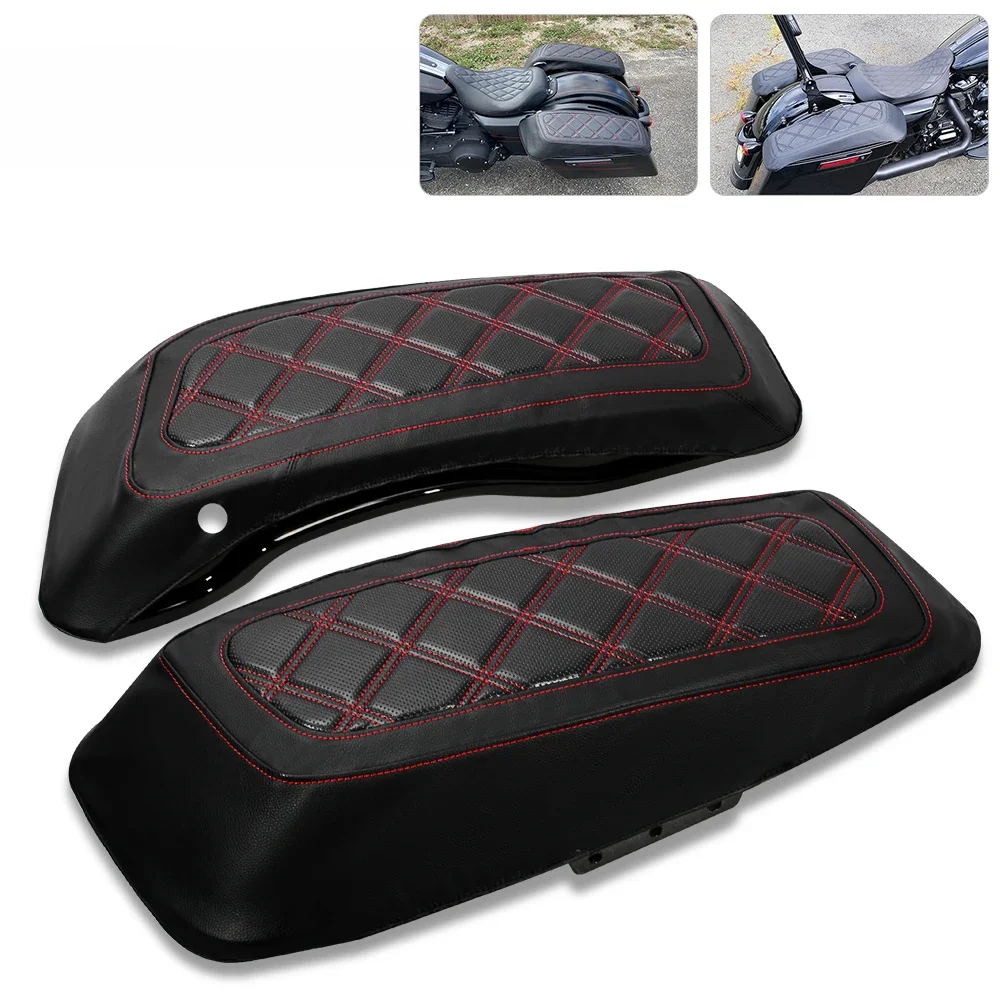 Twarde pokrowce na sakwy motocyklowe do Harley 2014-2025 FL Touring Road King przemieszczanie się po ulicy Road Glide Electra Glide czarny czerwony — zdjęcie 2