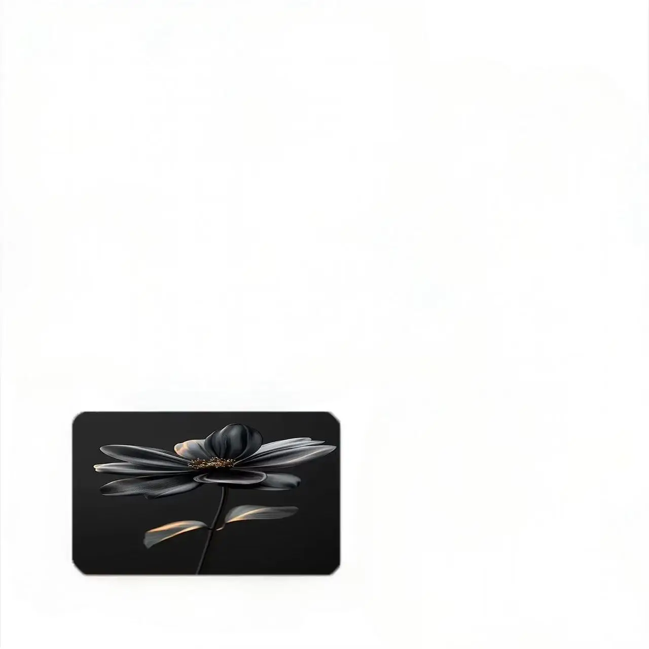 Black & Gold Flower Bath Mat: Elegant Dark Bloom with Metallic Accents Non-Slip Rug for Modern Bathroom