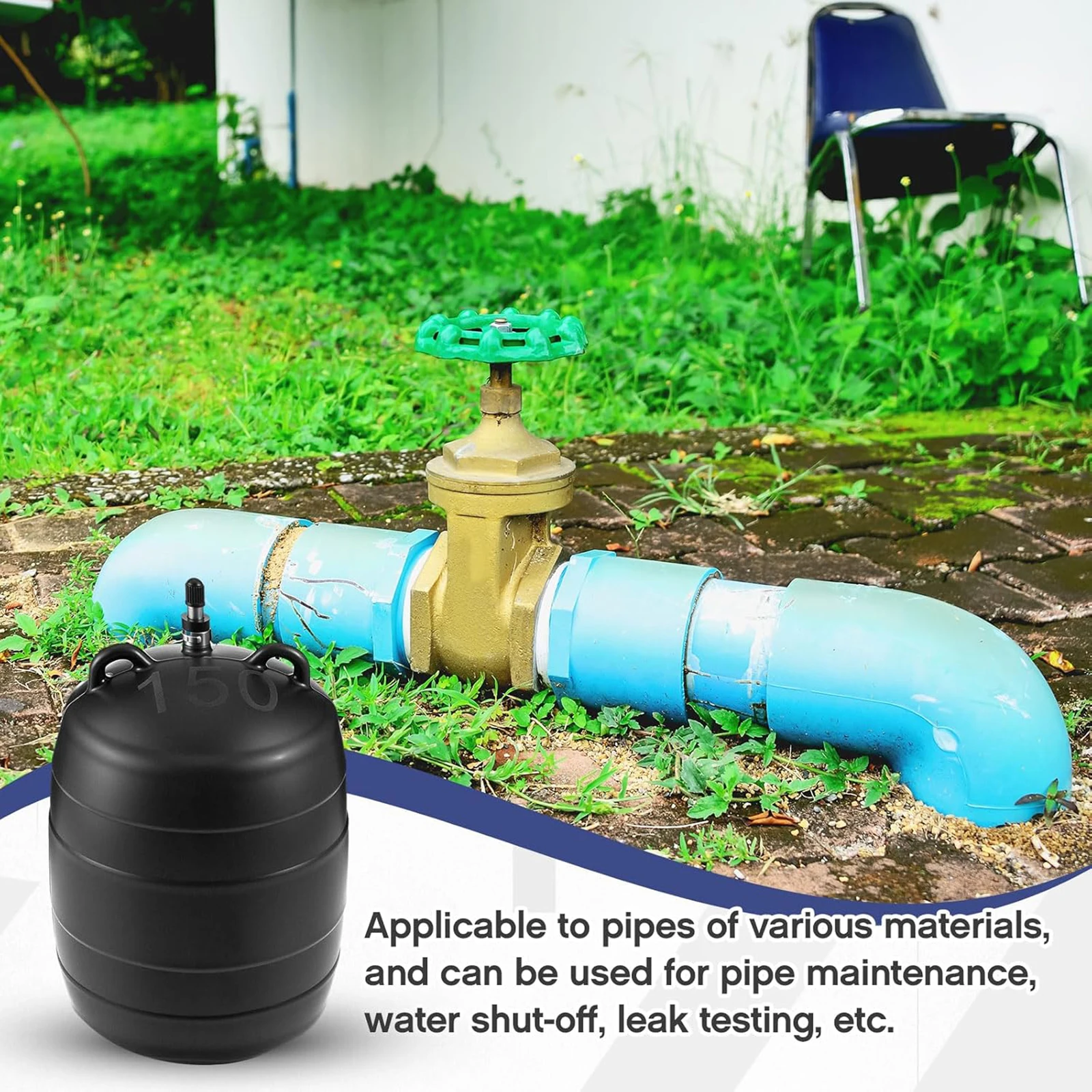Inflatable Pipe Plug Rubber Municipal Pipes Maintenance Pipe Pressure Test Plumbing Test Ball Inflatable Fit 50 75 100 150 200mm
