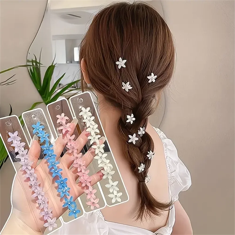 Épingle à cheveux en forme de fleur douce pour enfants, jolies barrettes à frange en biscuits, longues tresses, pinces à cheveux, accessoires pour filles, 10 pièces