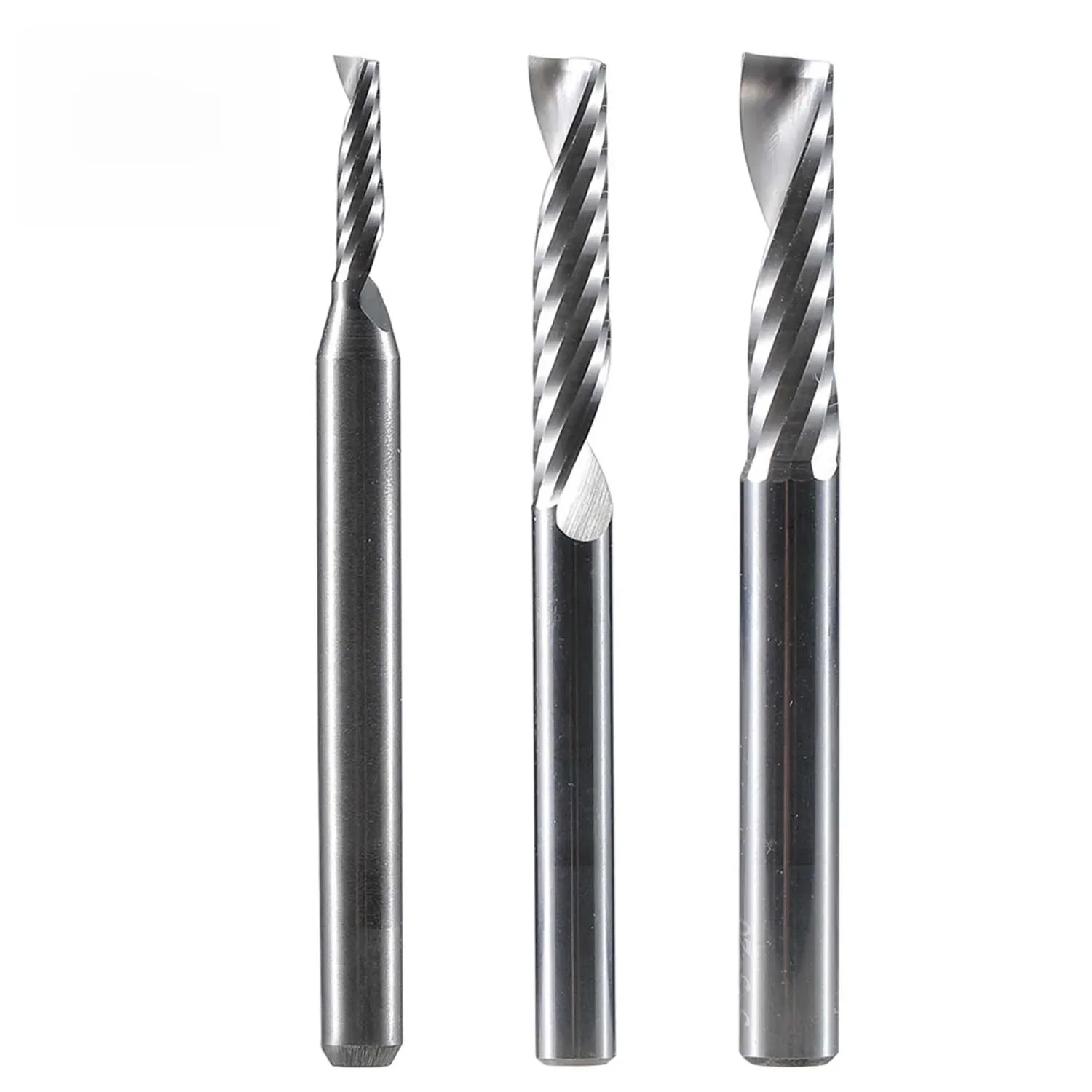 Dreanique 1pc fraise en spirale à cannelure unique 1/8 1/4 pouces tige CNC carbure aluminium pouces taille Cutter pour le travail du bois acrylique ACM