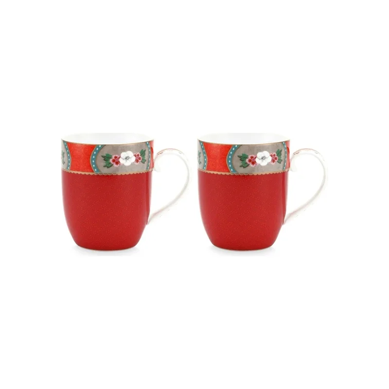 Blushing Birds Ikili Kırmızı Küçük Mug Seti 145 Ml 2 Pieces Porcelein High Quality