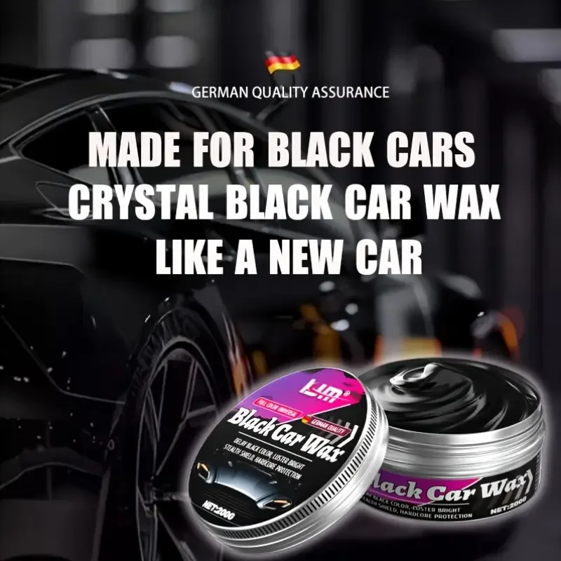 KJM Crystal Black Car Wax 200ml German Formula Scratch Fill Polish Coat Restore Deep Gloss Mirror Finish Paint Protection