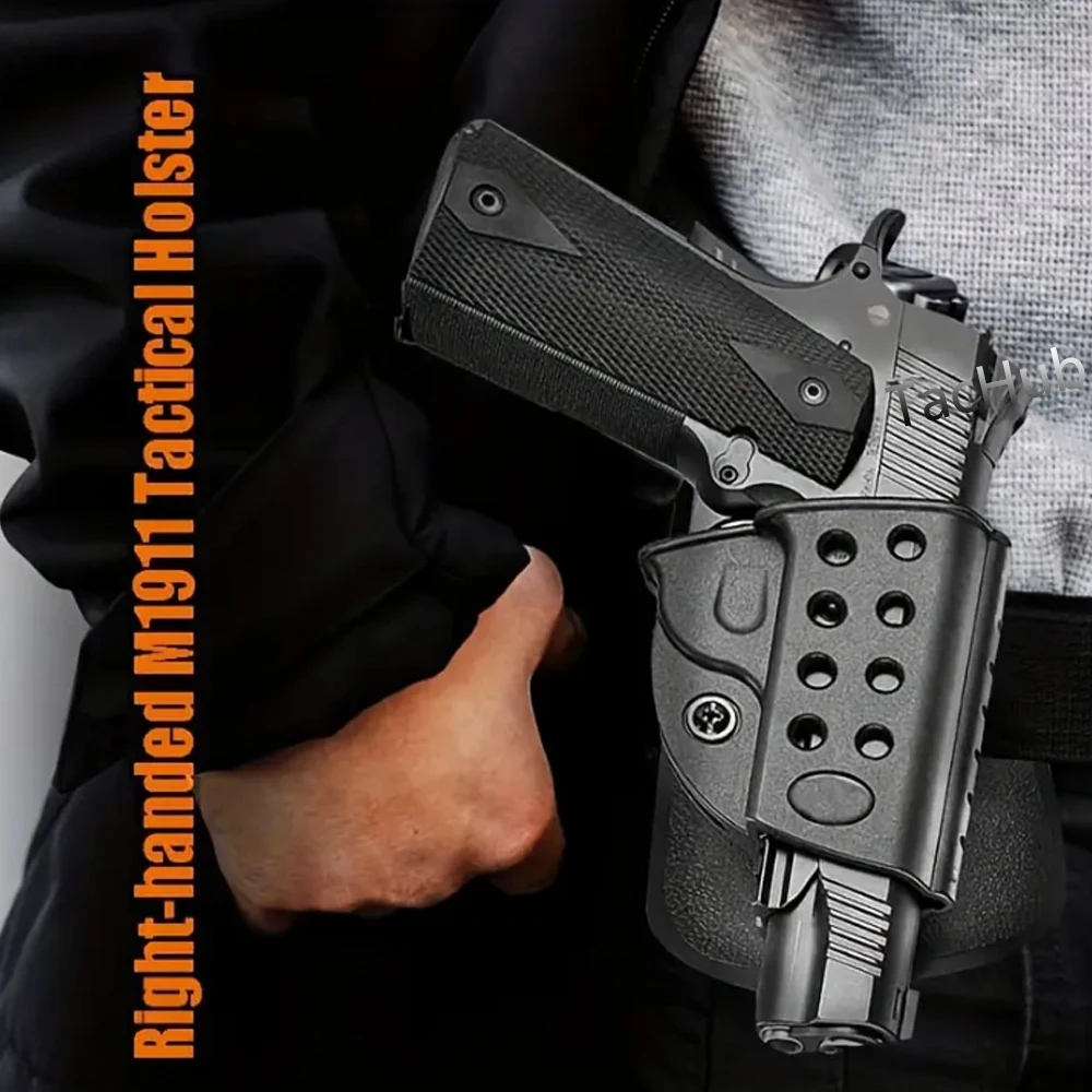 

Tactical Right Hand 1911 Holster, 6-Hole Belt Accessories, Nylon, Suitable for Tactical Hunting and Competitive Team Game