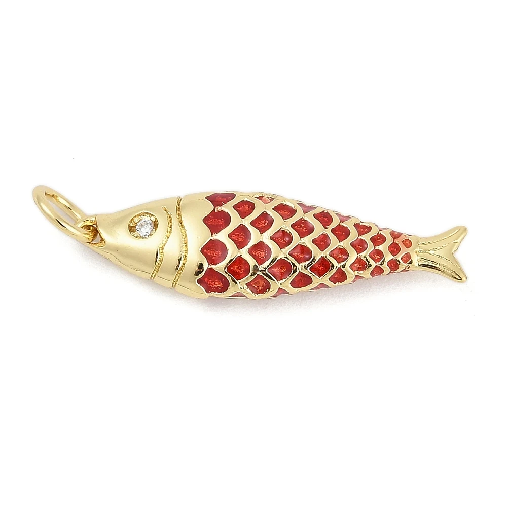 

10pcs Fish Charms Brass with Cubic Zirconia Pendants for Women Necklace Bracelet Earrings Jewelry Making Accessories 25.5x7x4m