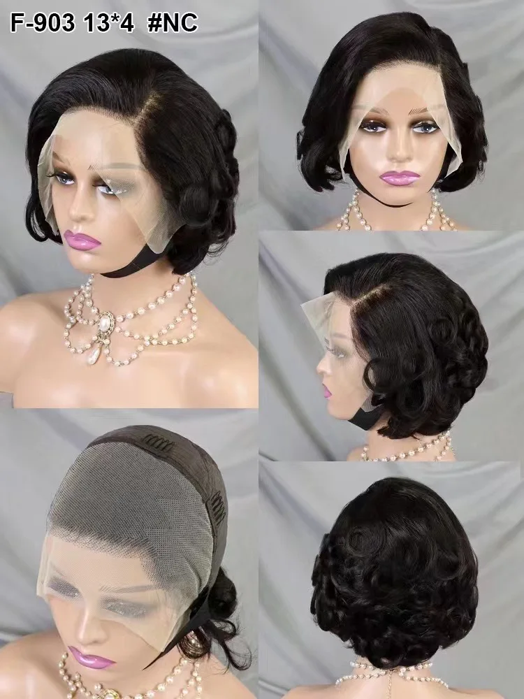 Loose Fumi Human Hair Wigs 180% Short Pixie Cut Wig Bob Wigs 13x4 Transparent Full Lace Frontal Wig for Black Women PrePlucked