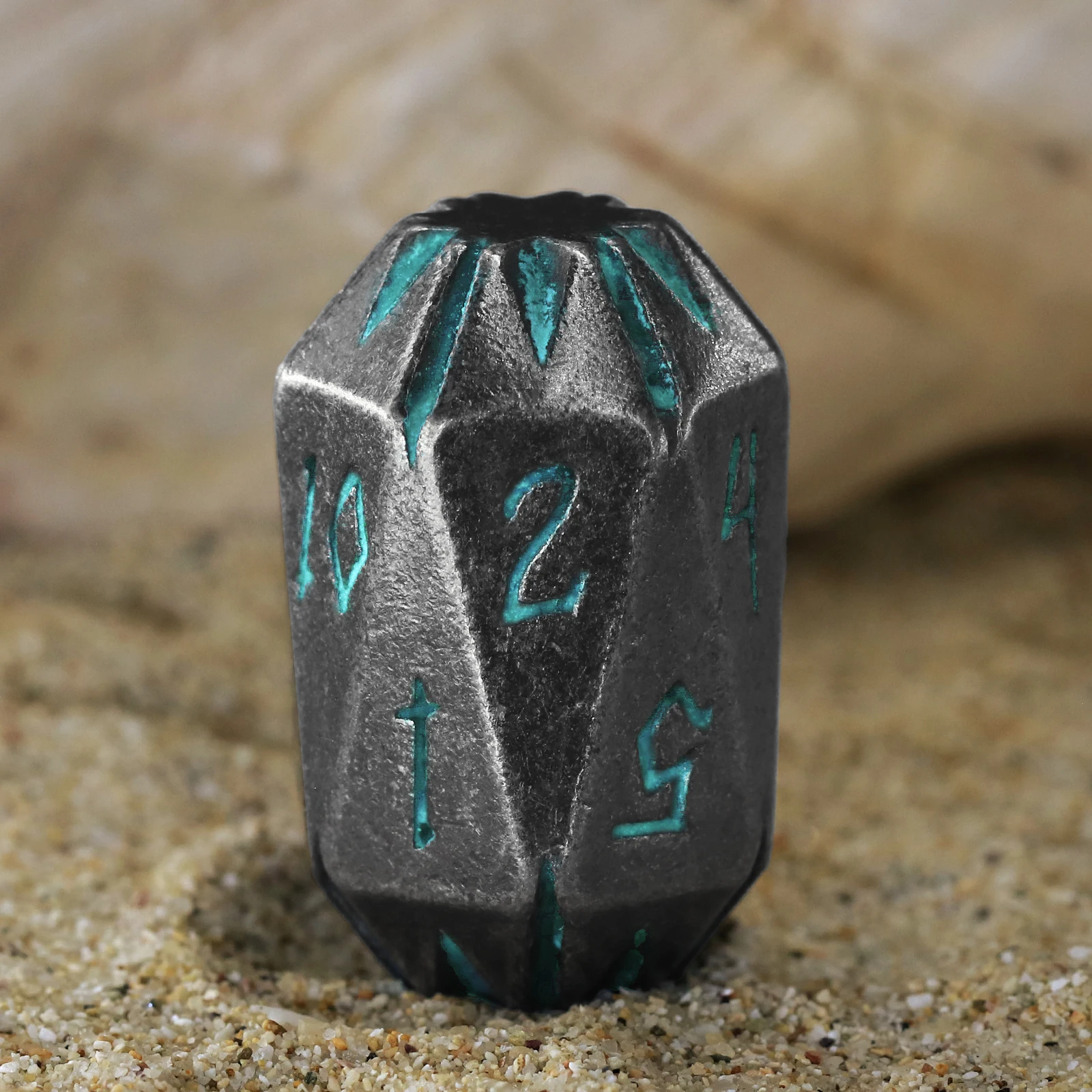 مجموعة نرد معدنية مكونة من 7 قطع من D&D، مجموعة نرد متعددة السطوح ذات طابع حجري أزرق مع صندوق لألعاب لعب الأدوار DND