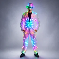 Full Color LED Suit Costumes Clothes Lights Luminous Stage Dance Performance Show Dress Growing Light Up Armor for Night Club