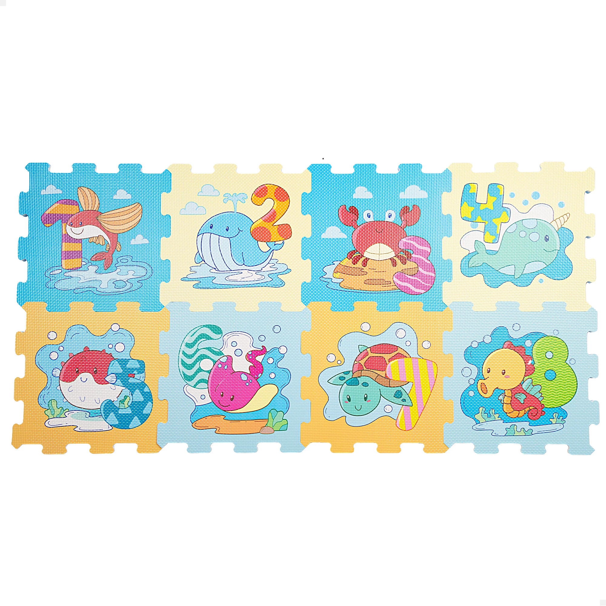 COLORBABY puzzle Carpet for Babies, Marine Animal and Numbers, 8 Pcs Foam Rubber 30x30 cm, 120x60 cm Assembled, puzzle Carpet Infant, Baby Toys, Play Mats