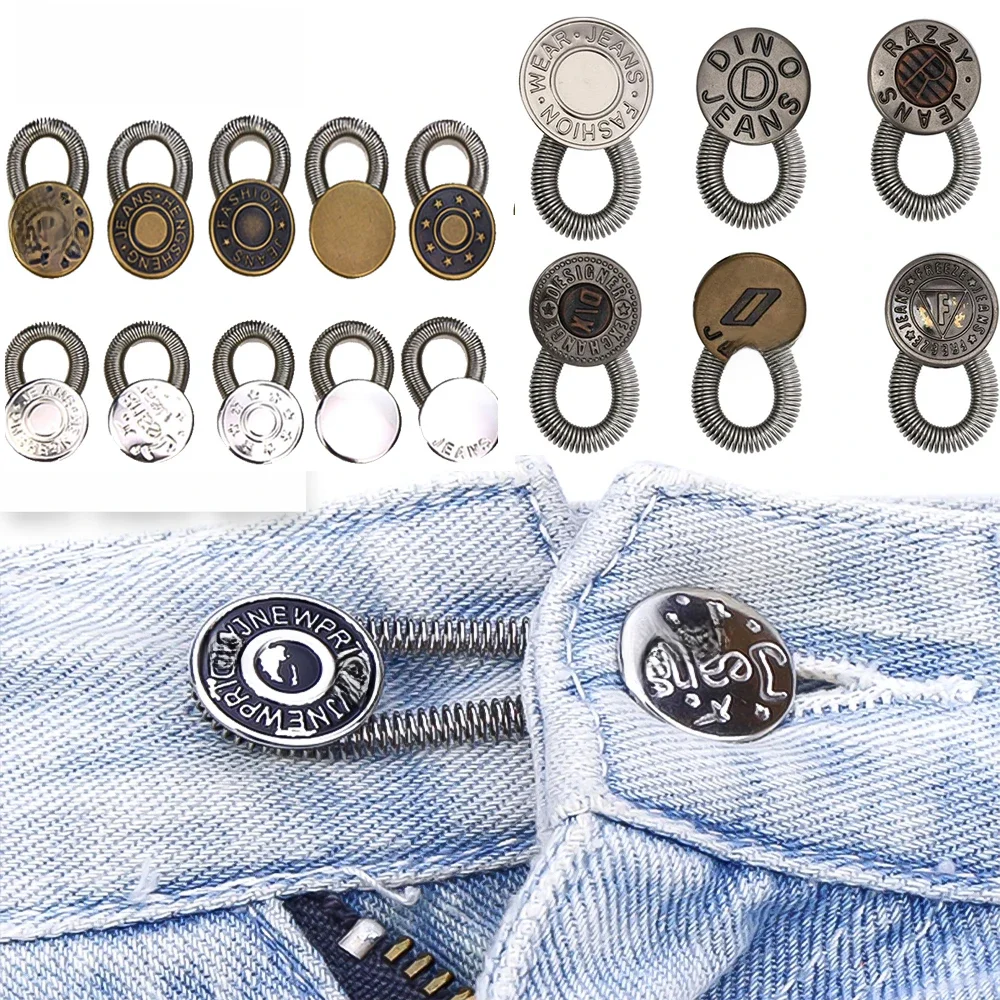 Pantalon Flexible, 2 ou 5 pièces, extensible à la taille, pour jean, réglable, rétractable, élastique, boutons de printemps