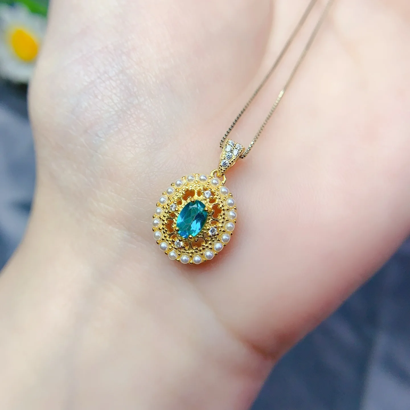 

KJJEAXCMY Boutique Jewelry Girl Natural Topaz Gemstone Pendant Necklace 925 Pure Silver Plated Gold Christmas Gift for Girlfrien