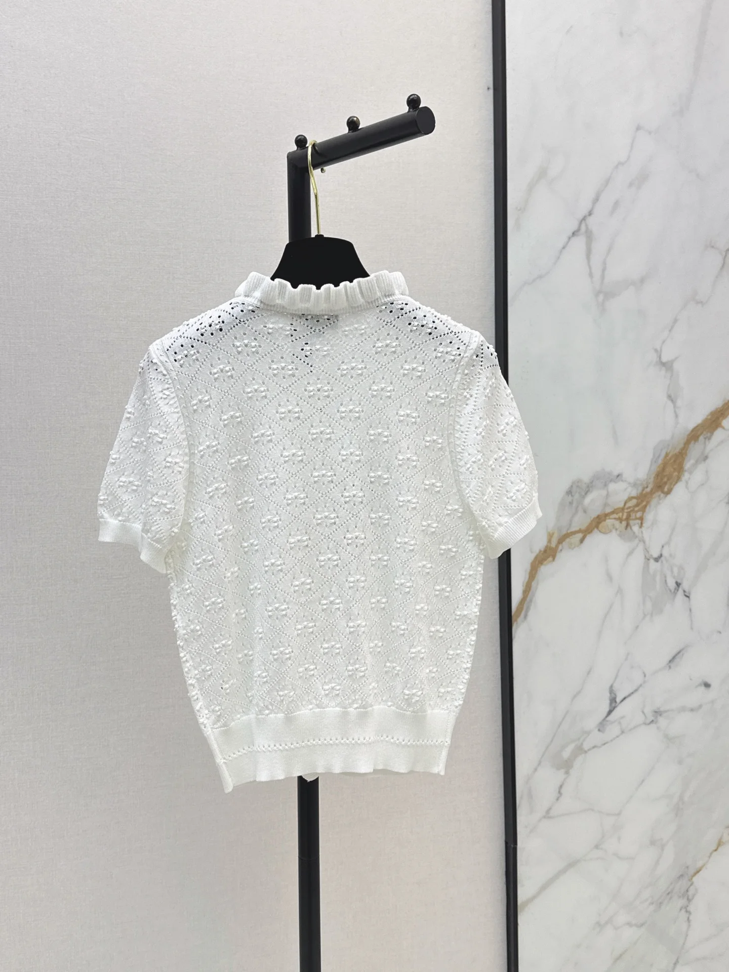 

Newest 2026 Spring and Summer Lace Embroidered Cotton Linen Shirt with French Peter Pan Collar and Ruffles