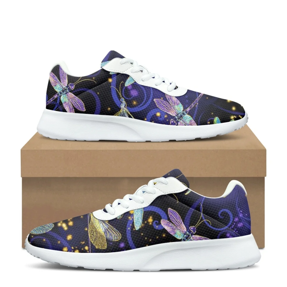 Dragonfly Color Print Brand Design for Women Home Yoga Fitness Shoes Cozy Shock Absorbing Wear-Resistant Ladies Outdoor Sneakers