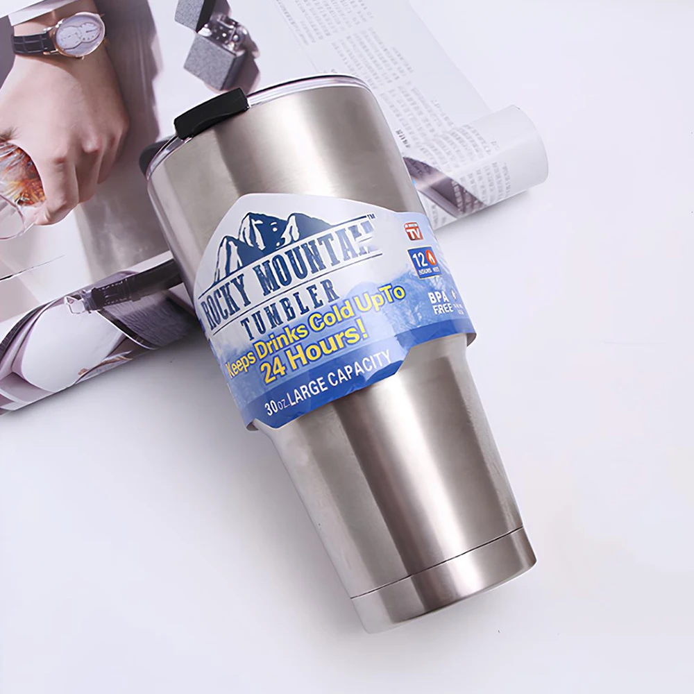 🚀Same day shipment🚀900ml of large capacity Rock Mountain tumbler. Vacuum Temperature Cold Cold Stainless Stainless Tumbler Camping