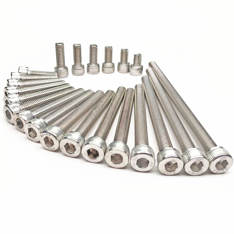 Vis à douille Allen en acier inoxydable 304, M1.4 M1.6 M2 M2.5 M3 M4 M5 M6 M8 DIN912, vis à tête creuse hexagonale