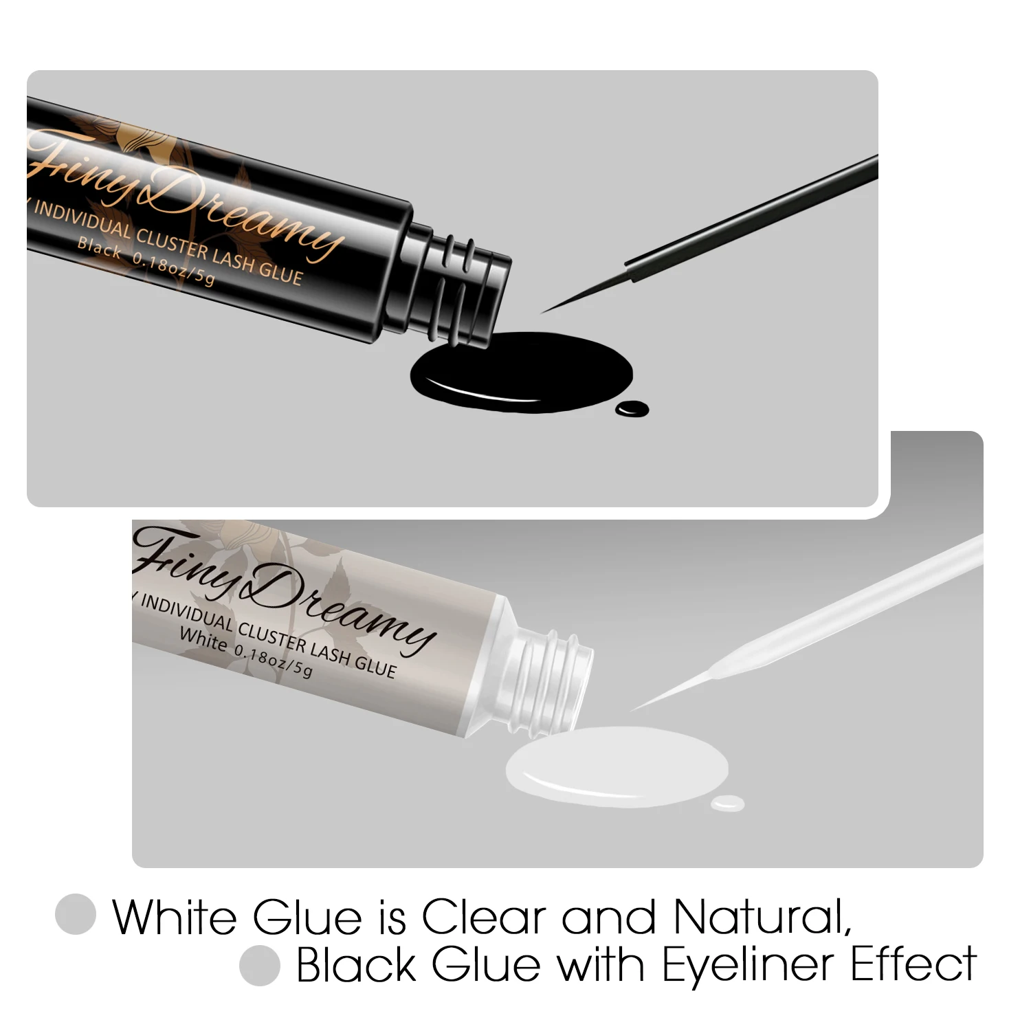 FinyDreamy DIY Cluster Eyelash Glue Made in Korea White Black Adhesive Latex Free Lash Glues Mink Eyelashes Makeup Cosmetic Tool