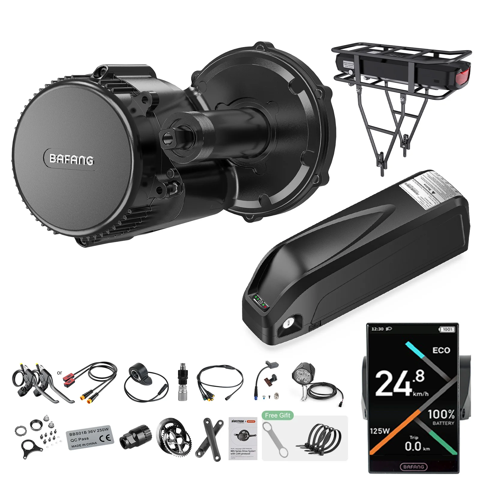 BAFANG Engine 1000W 750W 500W 350W 250W Mid Drive Motor & Dontue Hailong / HaiYue /G80 / Rear Rack Battery 36V 48V 52V 13Ah 15.6Ah 20Ah 24Ah 25Ah 30Ah Optional  ,Electric Bicycle Conversion BBS02