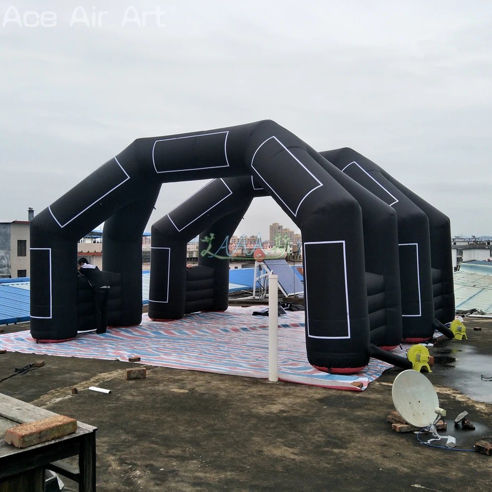 Customizable Durable Full Black Inflatable Start and Finish Line Arch Ceremony Entrance Archway Gate with Free Standing on Sale